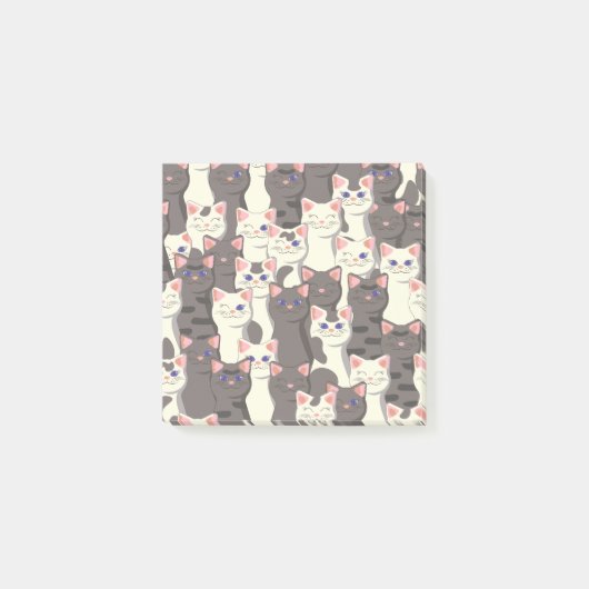 Post-it® Motif de chats blancs et gris (Devant)