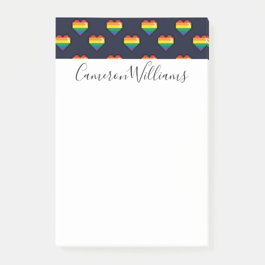 Post-it® Motif de coeur Rainbow 8 Bit (Devant)