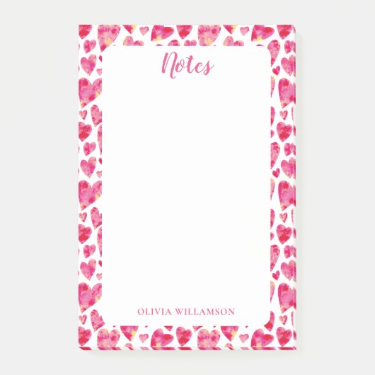 Post-it® Motif de cœur rose pour les notes à faire (Devant)