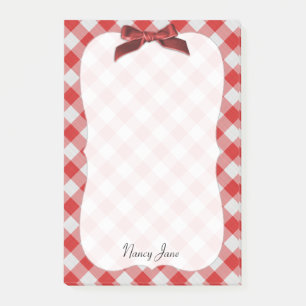 Post-it® Motif de contrôle En vichy rouge et blanc personn