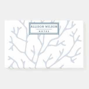 Post-it® Motif de corail bleu turquoise personnalisé et