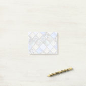 Post-it® Motif de courtepointe Blue Faux (Sur un bureau)