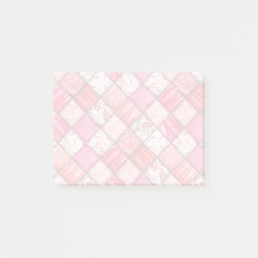 Post-it® Motif de courtepointe rouge et rose (Devant)