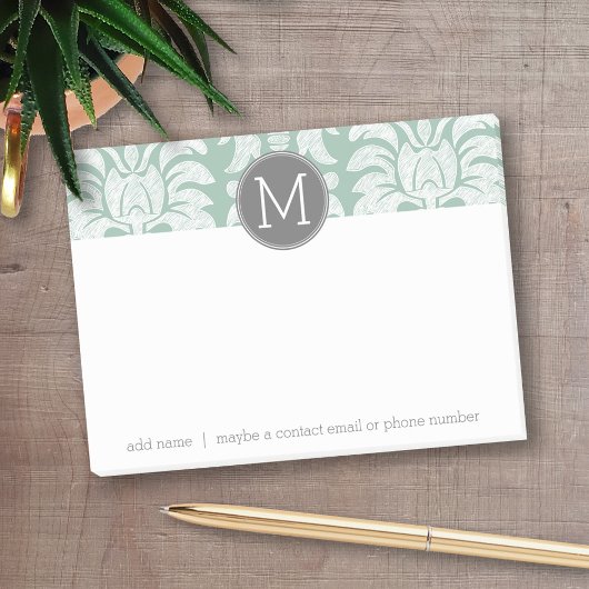 Post-it® Motif de Damas de la menthe et gris Monogramme per