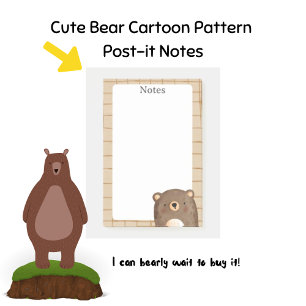 Post-it® Motif de dessin animé de l'ours mignon