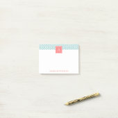 Post-it® Motif de diamants et monogramme de corail (Sur un bureau)