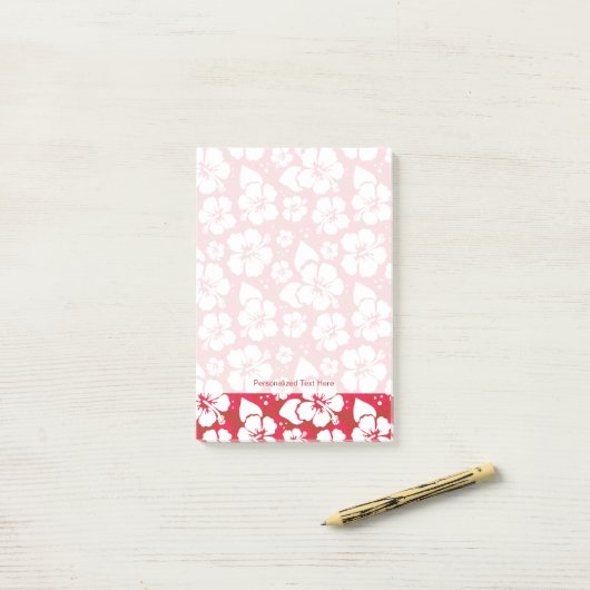 Post-it® Motif de fleurs de ketmie (Sur un bureau)