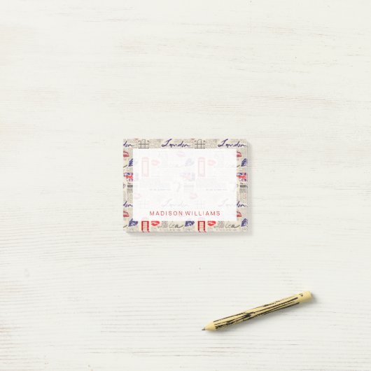 Post-it® Motif de journal de Londres (Sur un bureau)