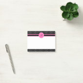 Post-it® Motif de point de Polka blanc et noir Monogram (Bureau)