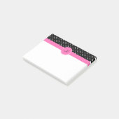 Post-it® Motif de point de Polka blanc et noir Monogram (Incliné)