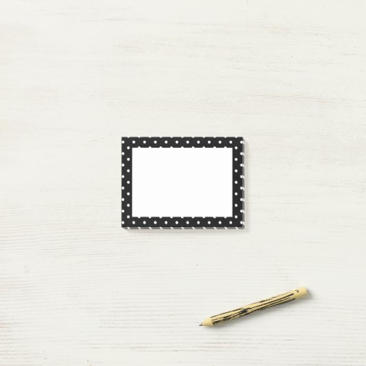 Post-it® Motif de points Polka blanc et noir (Sur un bureau)