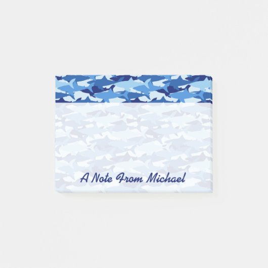 Post-it® Motif de requin bleu| Ajouter votre nom (Devant)