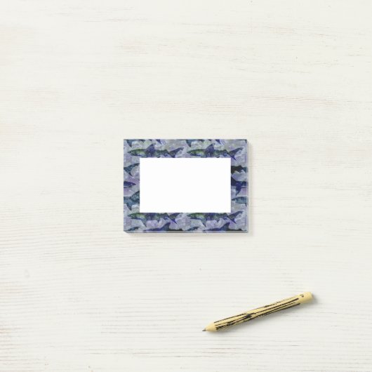 Post-it® Motif de requin en bleu et violet (Sur un bureau)