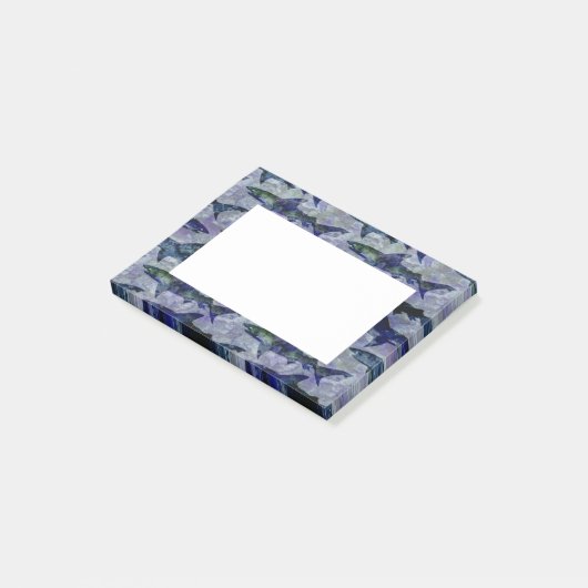 Post-it® Motif de requin en bleu et violet (Incliné)