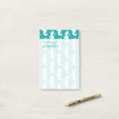 Post-it® Motif de Seahorse Turquoise| Ajouter votre nom (Sur un bureau)