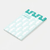 Post-it® Motif de Seahorse Turquoise| Ajouter votre nom (Incliné)