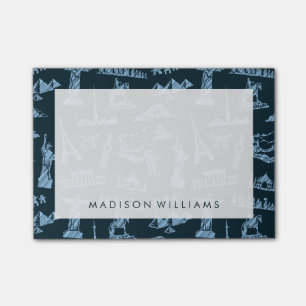 Post-it® Motif De Voyage En Motif Blues