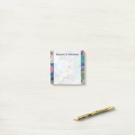 Post-it® Motif d'équilibrage multicouleurs Abstrait + nom p (Sur un bureau)