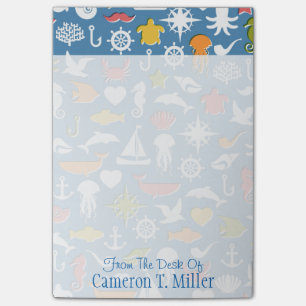 Post-it® Motif des symboles marins  Ajouter votre nom