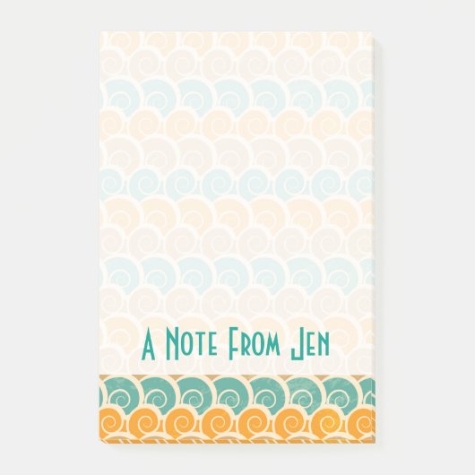 Post-it® Motif des vagues d'aquarelle| Ajouter votre nom (Devant)