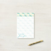 Post-it® Motif des vagues douces| Ajouter votre nom (Sur un bureau)