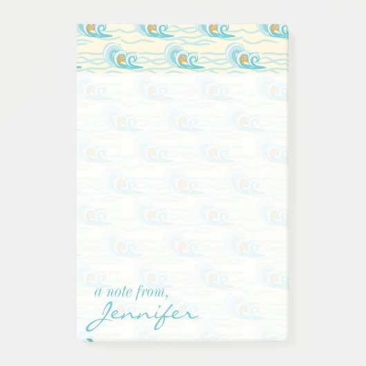 Post-it® Motif des vagues douces| Ajouter votre nom (Devant)