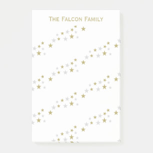 Post-it® Motif d'étoiles personnalisé en faux or argent