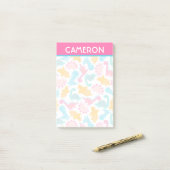 Post-it® Motif Dinosaur rose et Turquoise (Sur un bureau)