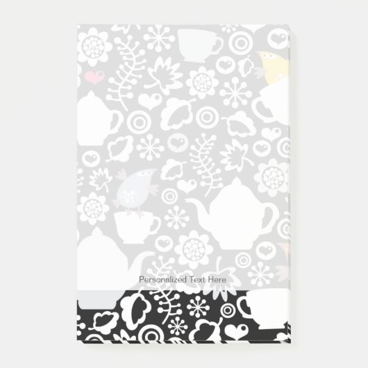 Post-it® Motif d'oiseaux et de tasses (Devant)