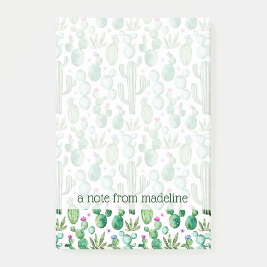 Post-it® Motif d'usines de cactus d'aquarelle (Devant)
