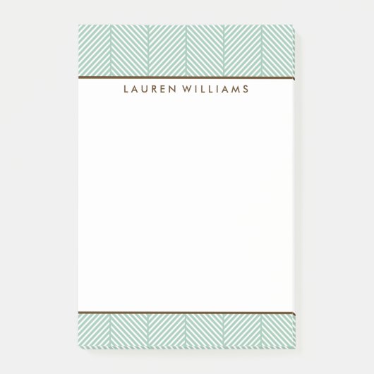Post-it® Motif élégant Green Herringbone (Devant)