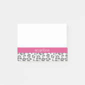 Post-it® Motif Empreinte de léopard gris avec nom rose (Devant)