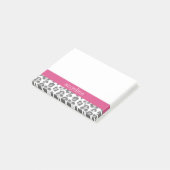 Post-it® Motif Empreinte de léopard gris avec nom rose (Incliné)