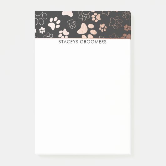 Post-it® Motif Empreinte de patte rose Or Et Charbon (Devant)