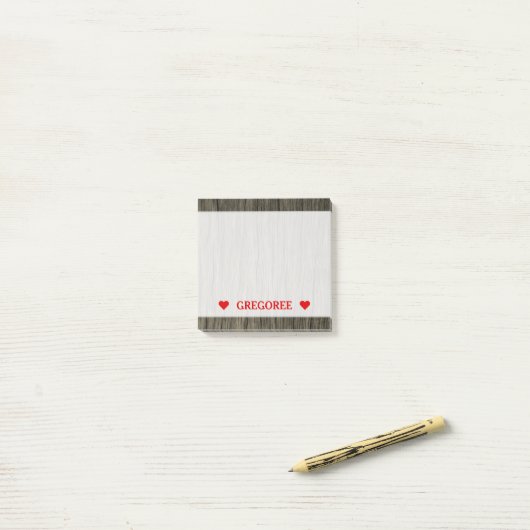 Post-it® Motif en bois rustique de regard et note nommée de (Sur un bureau)