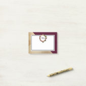 Post-it® Motif en marbre d'or et Monogramme de fleurs de Bo (Sur un bureau)