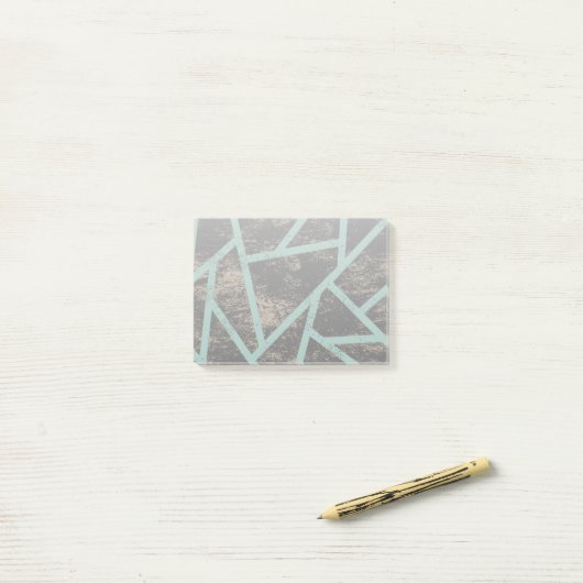 Post-it® Motif en mosaïque vert pâle et gris (Sur un bureau)