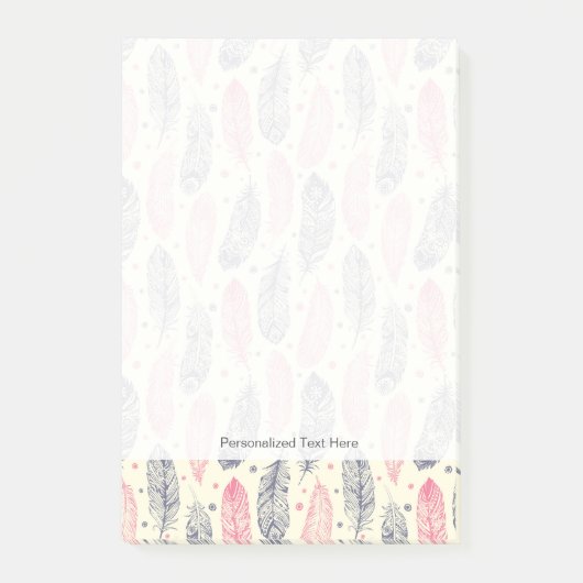 Post-it® Motif Ethnique De Plumes Rose Et Violet (Devant)