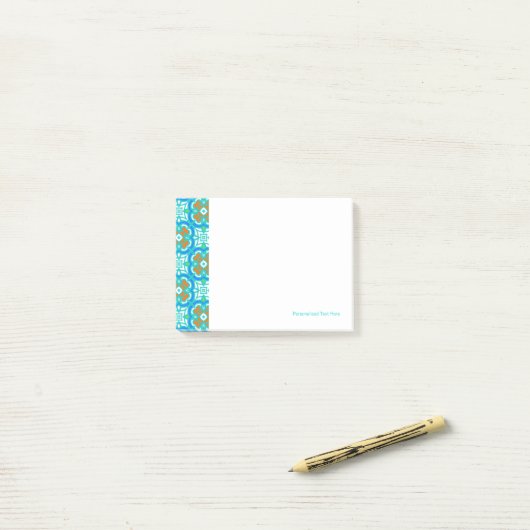Post-it® Motif ethnique turquoise (Sur un bureau)