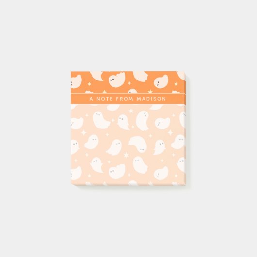 Post-it® Motif fantôme orange gribouillé (Devant)
