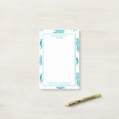 Post-it® Motif feuille de palme bleu-vert tropical (Sur un bureau)