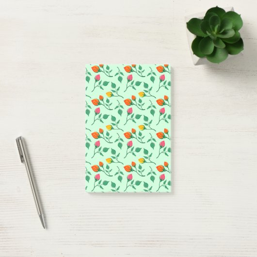 Post-it® Motif floral avec fleurs roses colorées (Bureau)