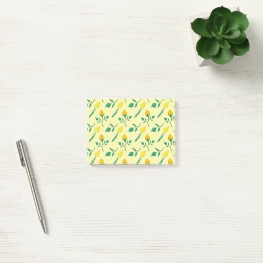 Post-it® Motif floral avec rose jaune et fleurs de tulipe (Bureau)