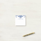 Post-it® Motif Floral bleu et blanc (Sur un bureau)