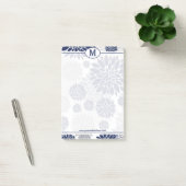 Post-it® Motif floral bleu et gris Monogramme (Bureau)