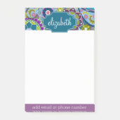 Post-it® Motif floral funky avec nom personnalisé (Devant)