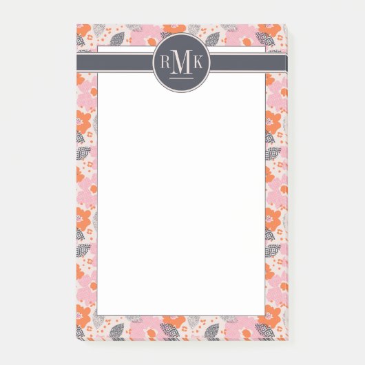 Post-it® Motif floral mignon du monogramme | rétro (Devant)