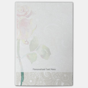 Post-it® Motif Floral Orné Avec Rose Aquarelle Rose