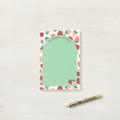 Post-it® Motif Fraise Rose Rouge Arche Verte Ajouter Nom (Sur un bureau)