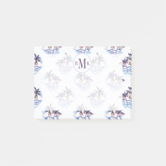 Post-it® Motif géométrique pourpre de palmier d'aquarelle (Devant)